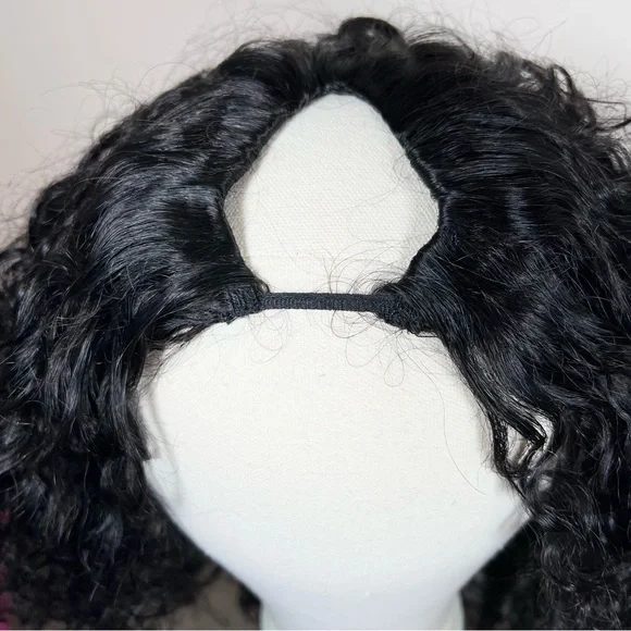 UNICE InvisiBlend V Part Water Wave Mixed Curly Human Hair 20 Inch Wig